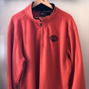 Harley Davidson Men’s 1/4 Zip Orange Fleece